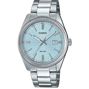 Casio Silver Watch with Light Blue Dial